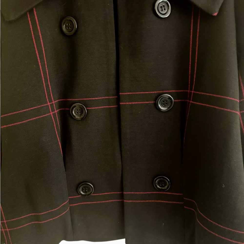 Grace Jacket Womens 6 Black Red Windowpane Plaid Brittania Peacoat Cropped - Picture 2 of 5